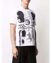 T-shirt à col rond imprimé blanc et noir Junya Watanabe MAN