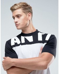 T-shirt à col rond imprimé blanc et noir Antioch