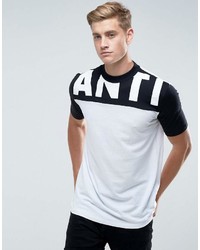 T-shirt à col rond imprimé blanc et noir Antioch