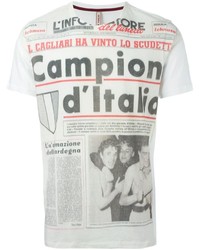 T-shirt à col rond imprimé blanc et noir Antonio Marras