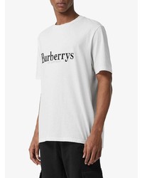 T-shirt à col rond imprimé blanc et noir Burberry