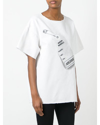 T-shirt à col rond imprimé blanc et noir MM6 MAISON MARGIELA