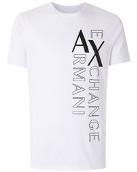 T-shirt à col rond imprimé blanc et noir Armani Exchange