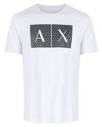 T-shirt à col rond imprimé blanc et noir Armani Exchange