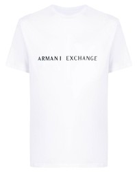 T-shirt à col rond imprimé blanc et noir Armani Exchange