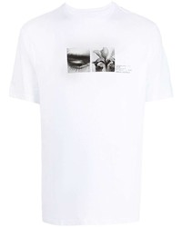 T-shirt à col rond imprimé blanc et noir Armani Exchange