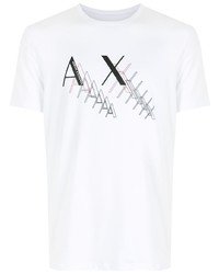 T-shirt à col rond imprimé blanc et noir Armani Exchange