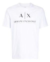 T-shirt à col rond imprimé blanc et noir Armani Exchange