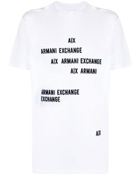 T-shirt à col rond imprimé blanc et noir Armani Exchange