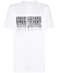 T-shirt à col rond imprimé blanc et noir Armani Exchange