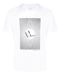 T-shirt à col rond imprimé blanc et noir Armani Exchange