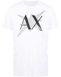 T-shirt à col rond imprimé blanc et noir Armani Exchange