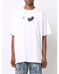 T-shirt à col rond imprimé blanc et noir Off-White