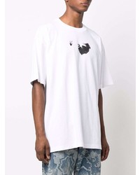 T-shirt à col rond imprimé blanc et noir Off-White