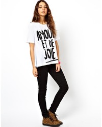 T-shirt à col rond imprimé blanc et noir Asos