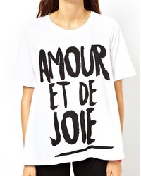 T-shirt à col rond imprimé blanc et noir Asos