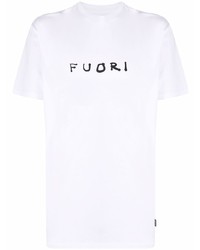 T-shirt à col rond imprimé blanc et noir Aspesi