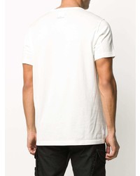 T-shirt à col rond imprimé blanc et noir Stone Island Shadow Project