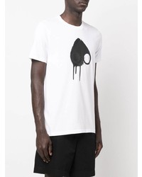 T-shirt à col rond imprimé blanc et noir Moose Knuckles