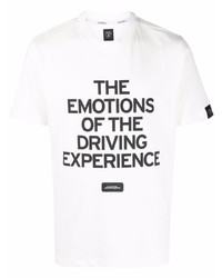 T-shirt à col rond imprimé blanc et noir Automobili Lamborghini