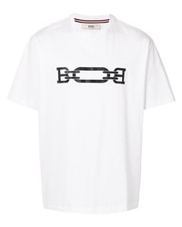 T-shirt à col rond imprimé blanc et noir Bally