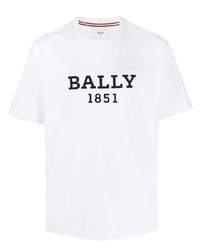 T-shirt à col rond imprimé blanc et noir Bally
