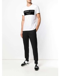 T-shirt à col rond imprimé blanc et noir Versace Jeans