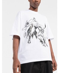 T-shirt à col rond imprimé blanc et noir Lanvin