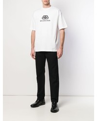 T-shirt à col rond imprimé blanc et noir Balenciaga