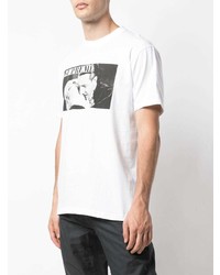 T-shirt à col rond imprimé blanc et noir Supreme