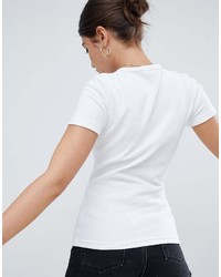 T-shirt à col rond imprimé blanc et noir Missguided