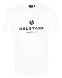 T-shirt à col rond imprimé blanc et noir Belstaff