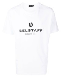 T-shirt à col rond imprimé blanc et noir Belstaff