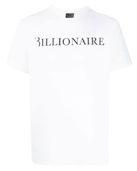 T-shirt à col rond imprimé blanc et noir Billionaire