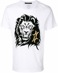 T-shirt à col rond imprimé blanc et noir Billionaire