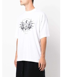 T-shirt à col rond imprimé blanc et noir Vetements