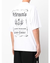 T-shirt à col rond imprimé blanc et noir Vetements