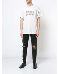 T-shirt à col rond imprimé blanc et noir Amiri