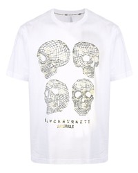 T-shirt à col rond imprimé blanc et noir Blackbarrett