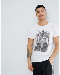 T-shirt à col rond imprimé blanc et noir Blend of America