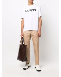 T-shirt à col rond imprimé blanc et noir Lanvin