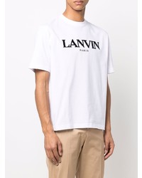 T-shirt à col rond imprimé blanc et noir Lanvin