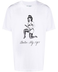 T-shirt à col rond imprimé blanc et noir BornxRaised