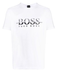 T-shirt à col rond imprimé blanc et noir BOSS