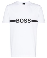 T-shirt à col rond imprimé blanc et noir BOSS