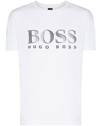 T-shirt à col rond imprimé blanc et noir BOSS