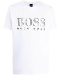 T-shirt à col rond imprimé blanc et noir BOSS