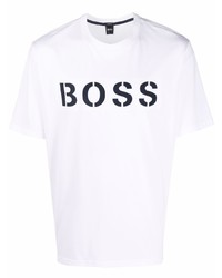 T-shirt à col rond imprimé blanc et noir BOSS