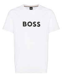 T-shirt à col rond imprimé blanc et noir BOSS