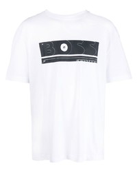 T-shirt à col rond imprimé blanc et noir BOSS